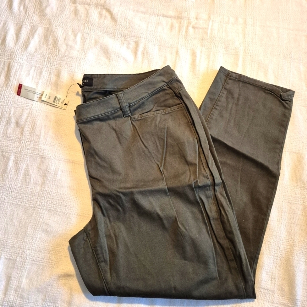 Talbots women's size 16W pants, slimming green stretch fabric, 4 pockets, NWT